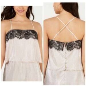Leyden Camisole‎ Women's Metallic Light Pink Lace Trim Size Small NWT